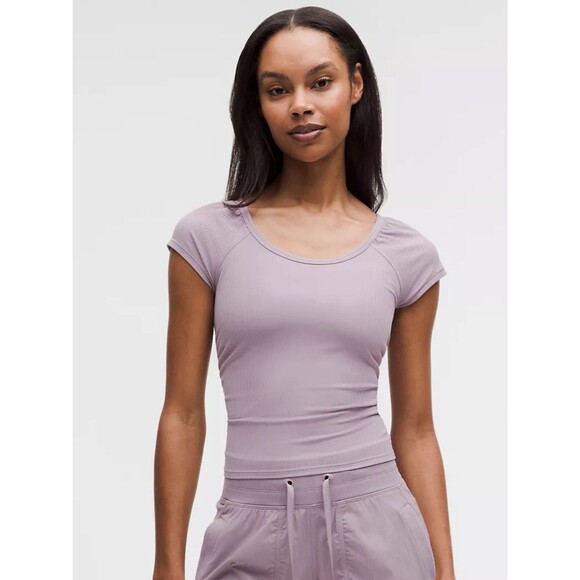 lululemon athletica Tops - Lululemon Athletica All It Takes Gathered Scoopneck Tee Lotus Lavender 8 NEW